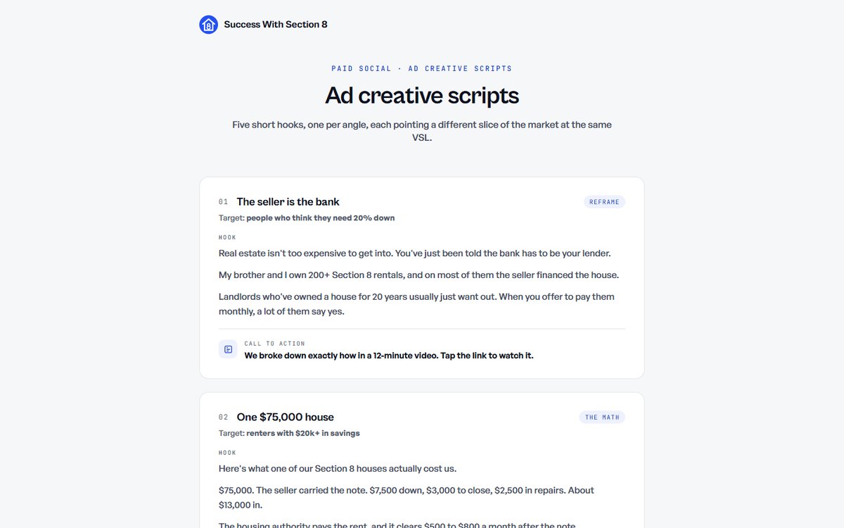 Ad creative scripts preview